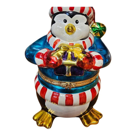 Animated Penguin Musical Box Windup Plays Joy To The World Mr Christmas VTG 7" - Picture 3 of 7